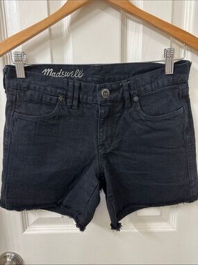 Madewell Black Frayed Hem Denim Shorts